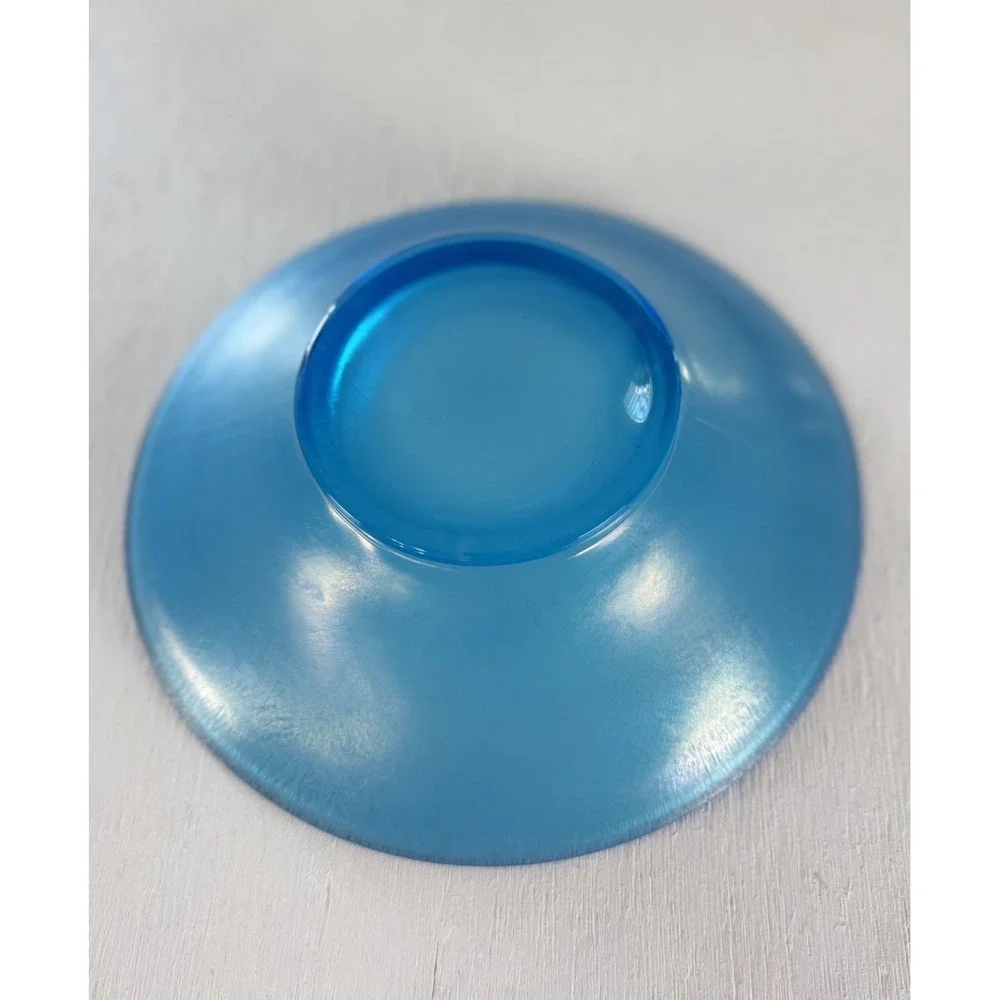 1920s NORTHWOOD Celeste Blue iridescence Stretch Glass Flared Bowl 9.75 inches
